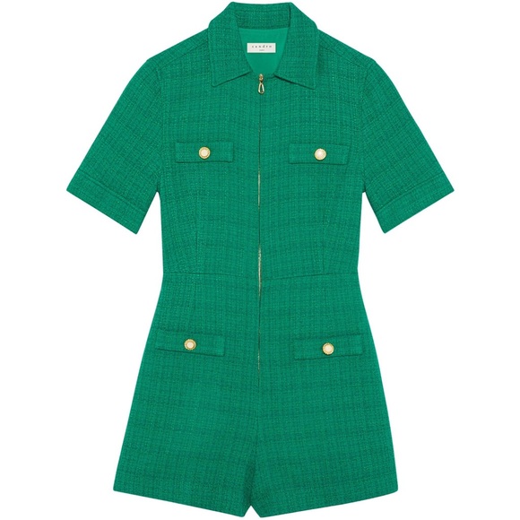 Sandro Jacky Zip Up Tweed Romper - Picture 4 of 10